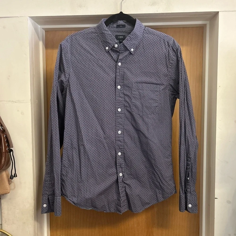 J Crew MENS Slim Fit Mini Pineapple Print Button Down Cotton Shirt  - size M